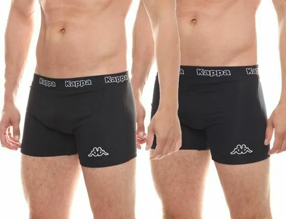 2 x Kappa Trunks Mens Black Boxers Underwear Trunk Boxer Shorts