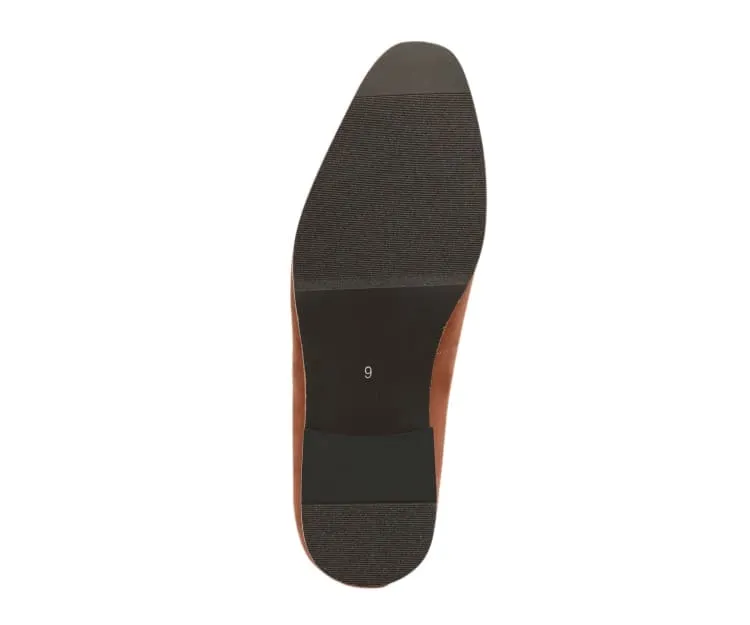Amali Leo-028 Plain Toe Suede Smoking Slipper Tan