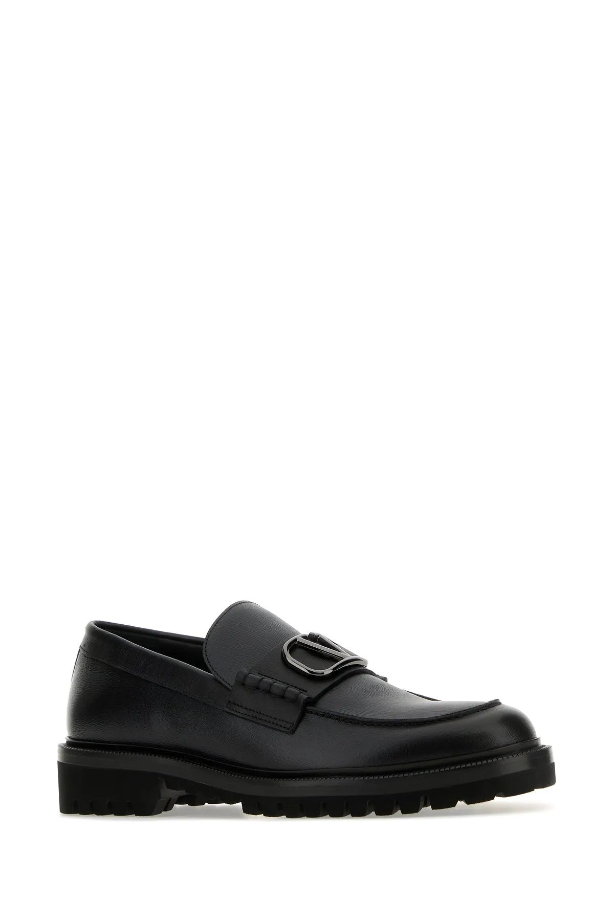 Black leather VLogo Signature loafers