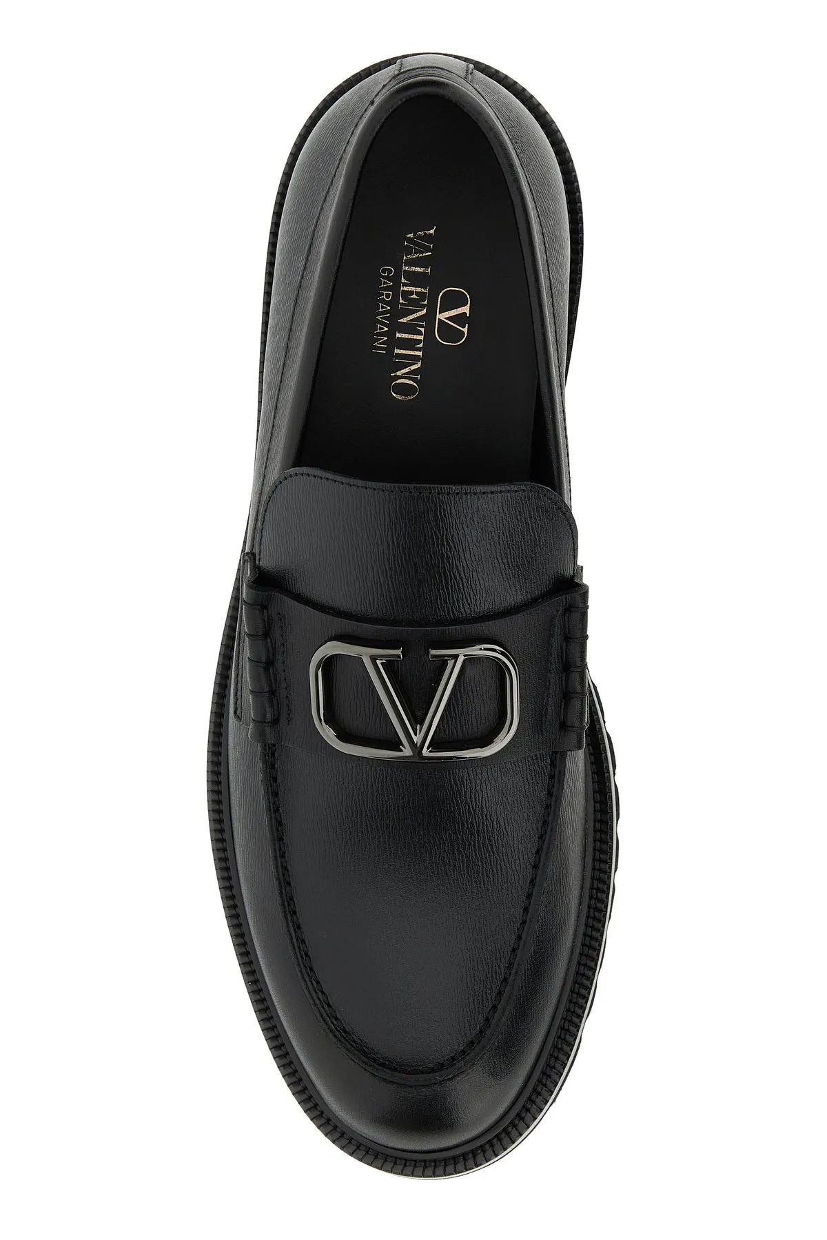Black leather VLogo Signature loafers