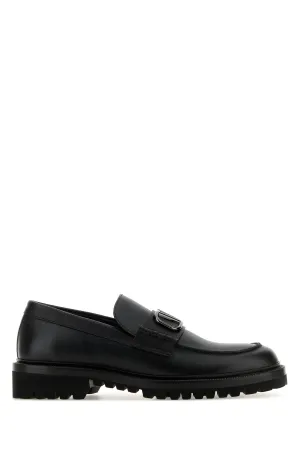 Black leather VLogo Signature loafers