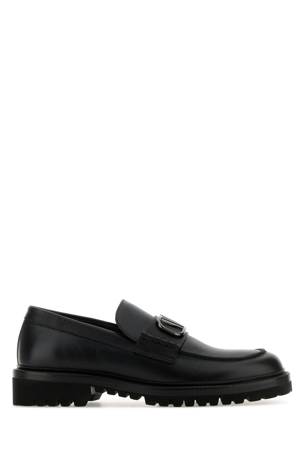Black leather VLogo Signature loafers