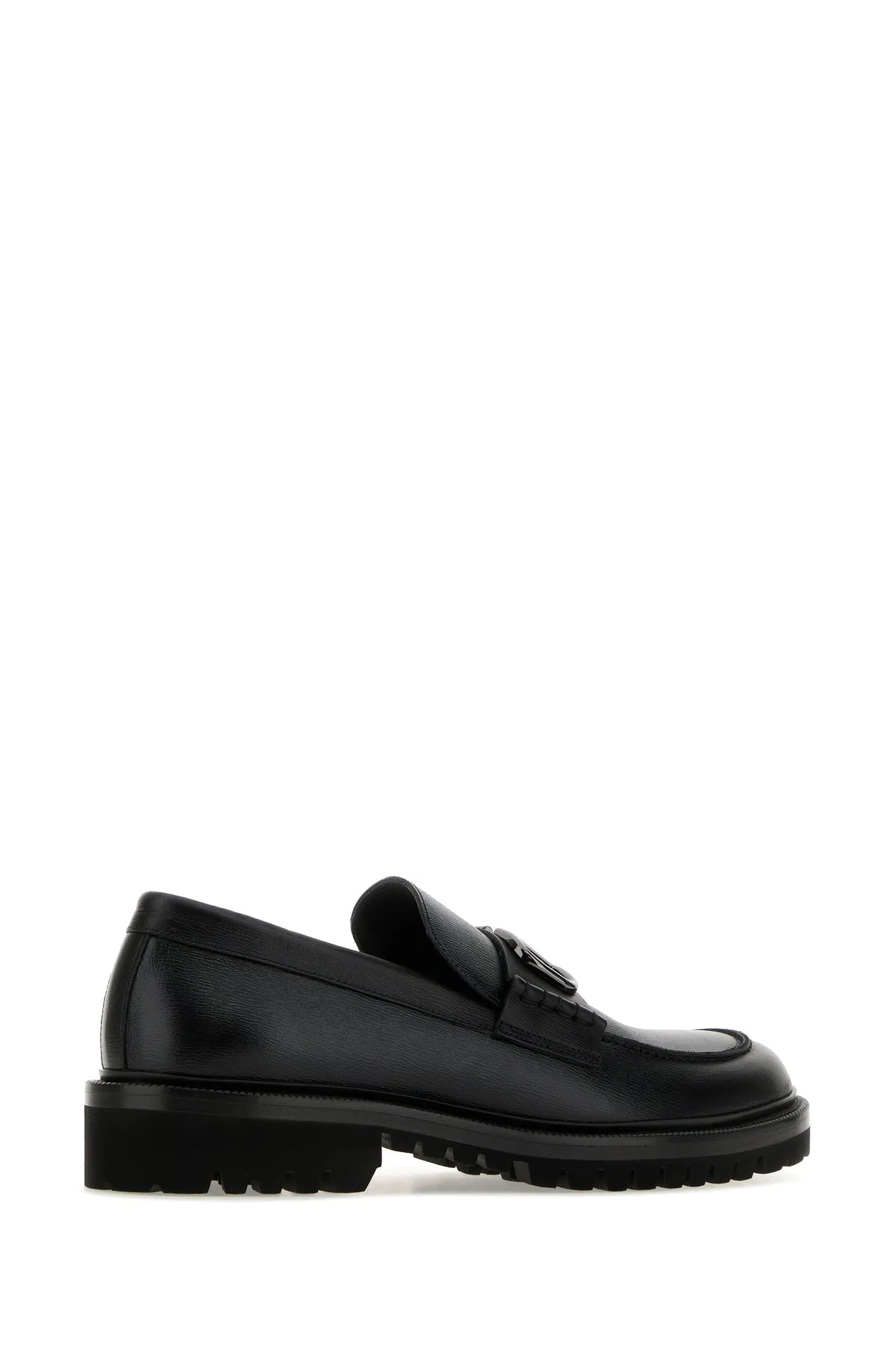 Black leather VLogo Signature loafers