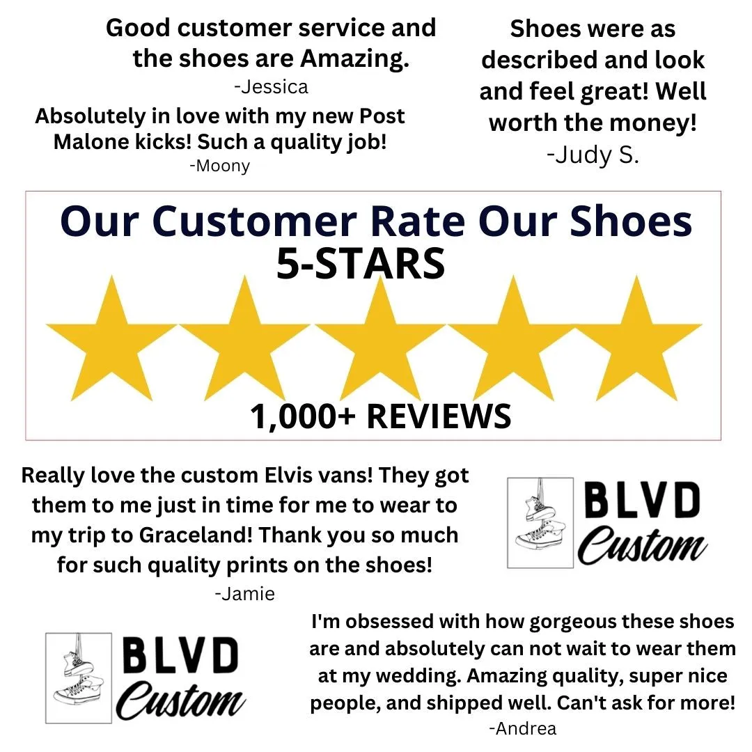 Blue Butterfly - White Slip Ons - Custom Vans Shoes