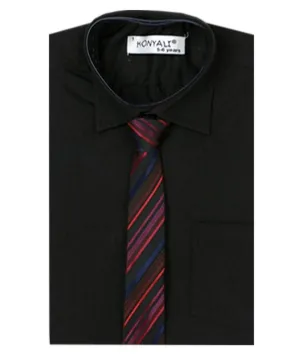Boys Classic Collar Shirt & Tie Set - Black