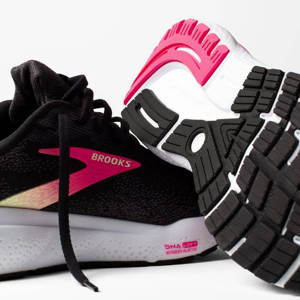 Brooks Ghost 16 Narrow (Womens) - Black/Pink/Yellow