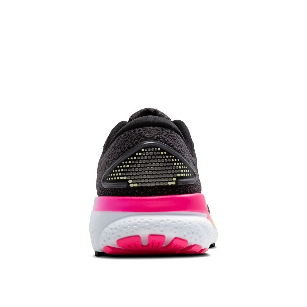 Brooks Ghost 16 Narrow (Womens) - Black/Pink/Yellow