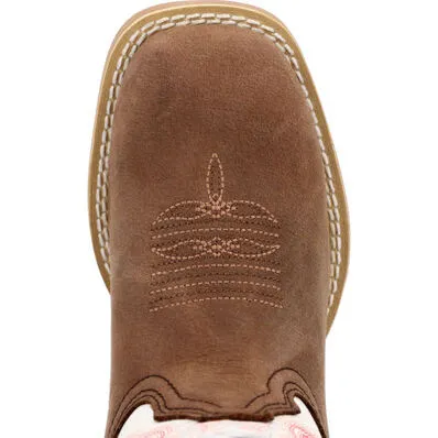 DURANGO LIL REBEL PRO LITTLE KID'S TRAIL BROWN AND WHITE WESTERN BOOT STYLE DBT0242C