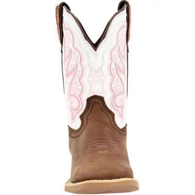 DURANGO LIL REBEL PRO LITTLE KID'S TRAIL BROWN AND WHITE WESTERN BOOT STYLE DBT0242C