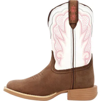 DURANGO LIL REBEL PRO LITTLE KID'S TRAIL BROWN AND WHITE WESTERN BOOT STYLE DBT0242C