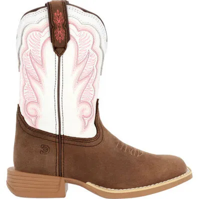 DURANGO LIL REBEL PRO LITTLE KID'S TRAIL BROWN AND WHITE WESTERN BOOT STYLE DBT0242C