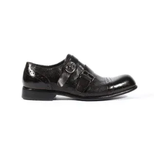 Jo Ghost Men's Italian Designer Shoes Diver Reptilis Nero Monkstrap Loafers(JG5118)