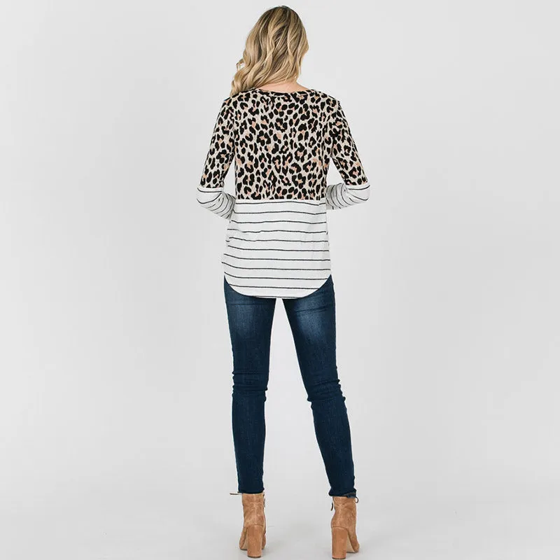 Leopard Stripe Long Sleeve Top