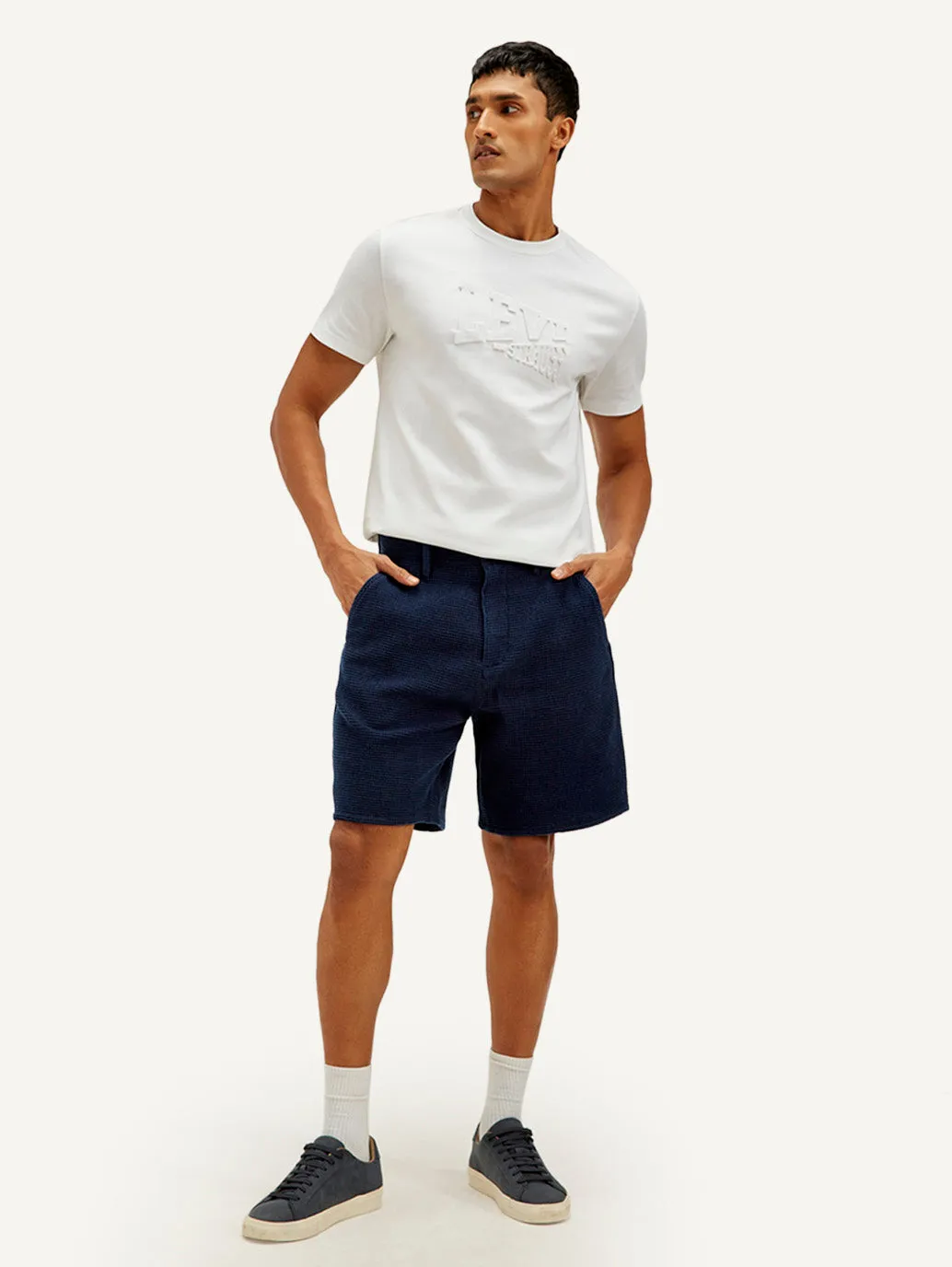 Men's Navy Tapered Shorts