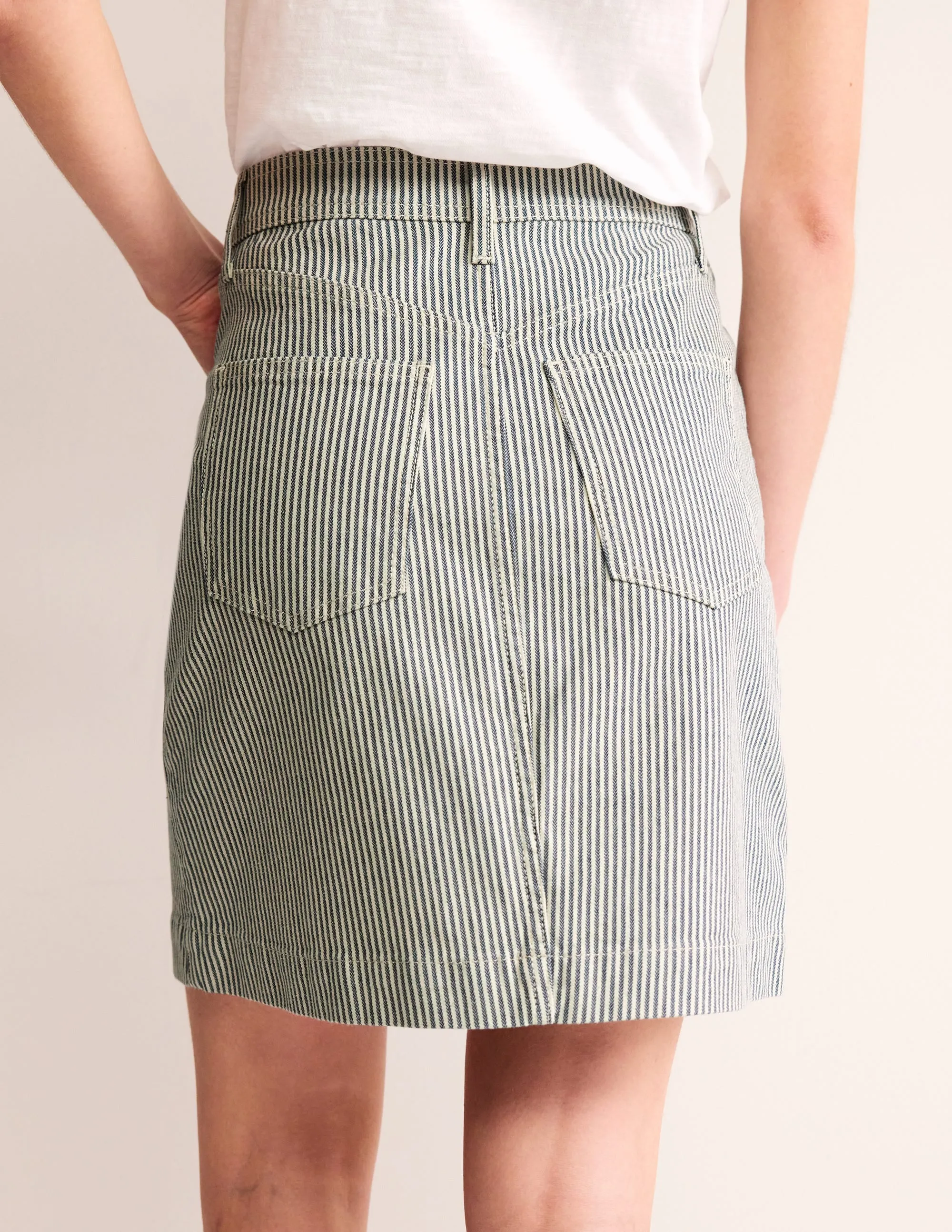 Nell Denim Mini Skirt-Blue Stripe