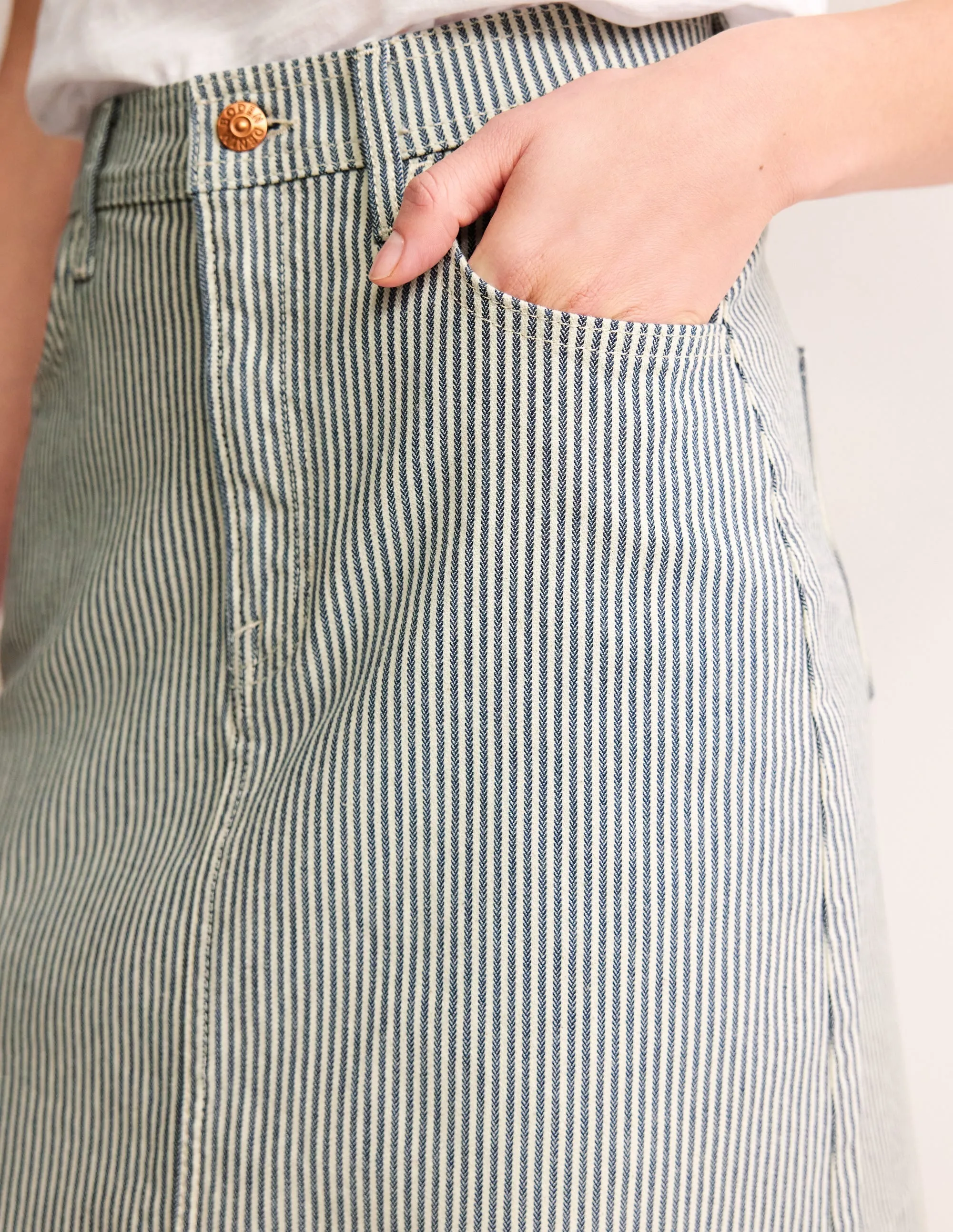 Nell Denim Mini Skirt-Blue Stripe