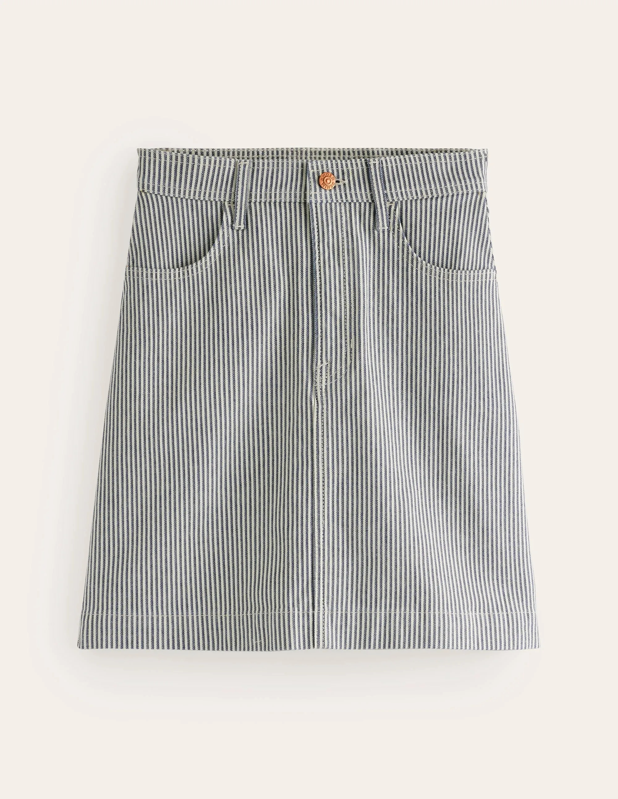 Nell Denim Mini Skirt-Blue Stripe