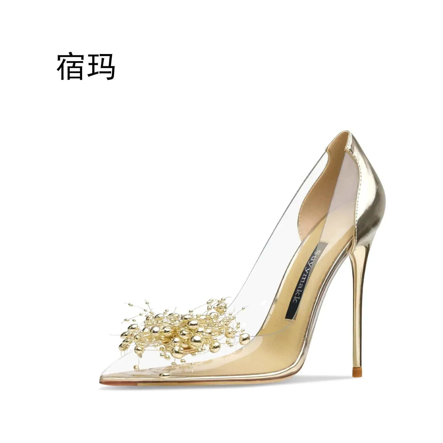 New Comfortable Transparent Women Bridal Pumps Pointed Toe Clear Rhinestone High Heel Shoes