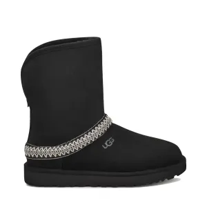 UGG Women's Classic Short Crescent Sheepskin Boot (Black)