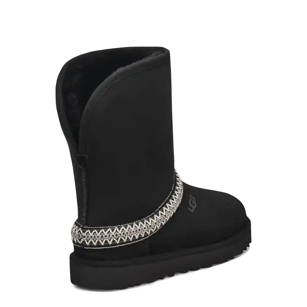 UGG Women's Classic Short Crescent Sheepskin Boot (Black)