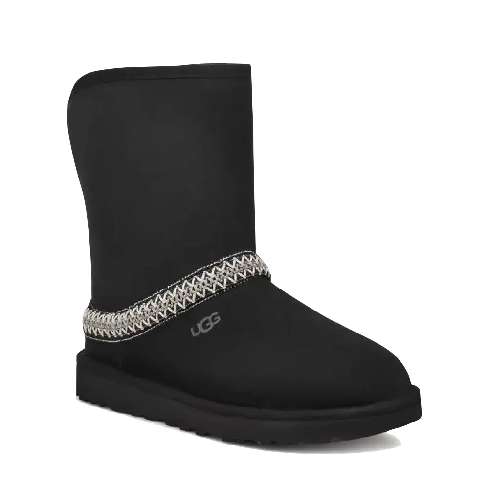 UGG Women's Classic Short Crescent Sheepskin Boot (Black)