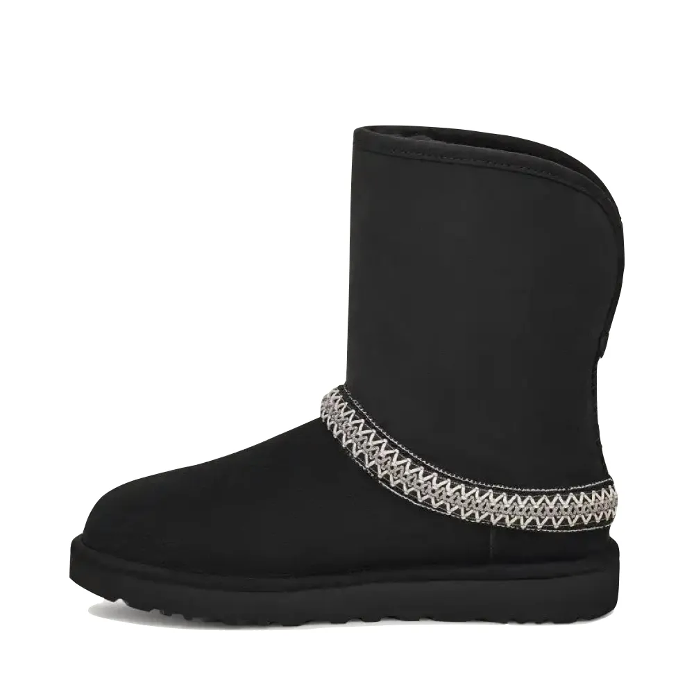 UGG Women's Classic Short Crescent Sheepskin Boot (Black)