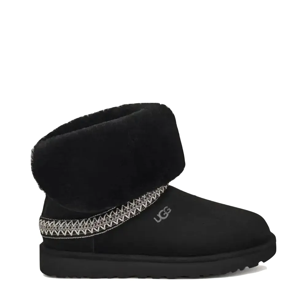 UGG Women's Classic Short Crescent Sheepskin Boot (Black)