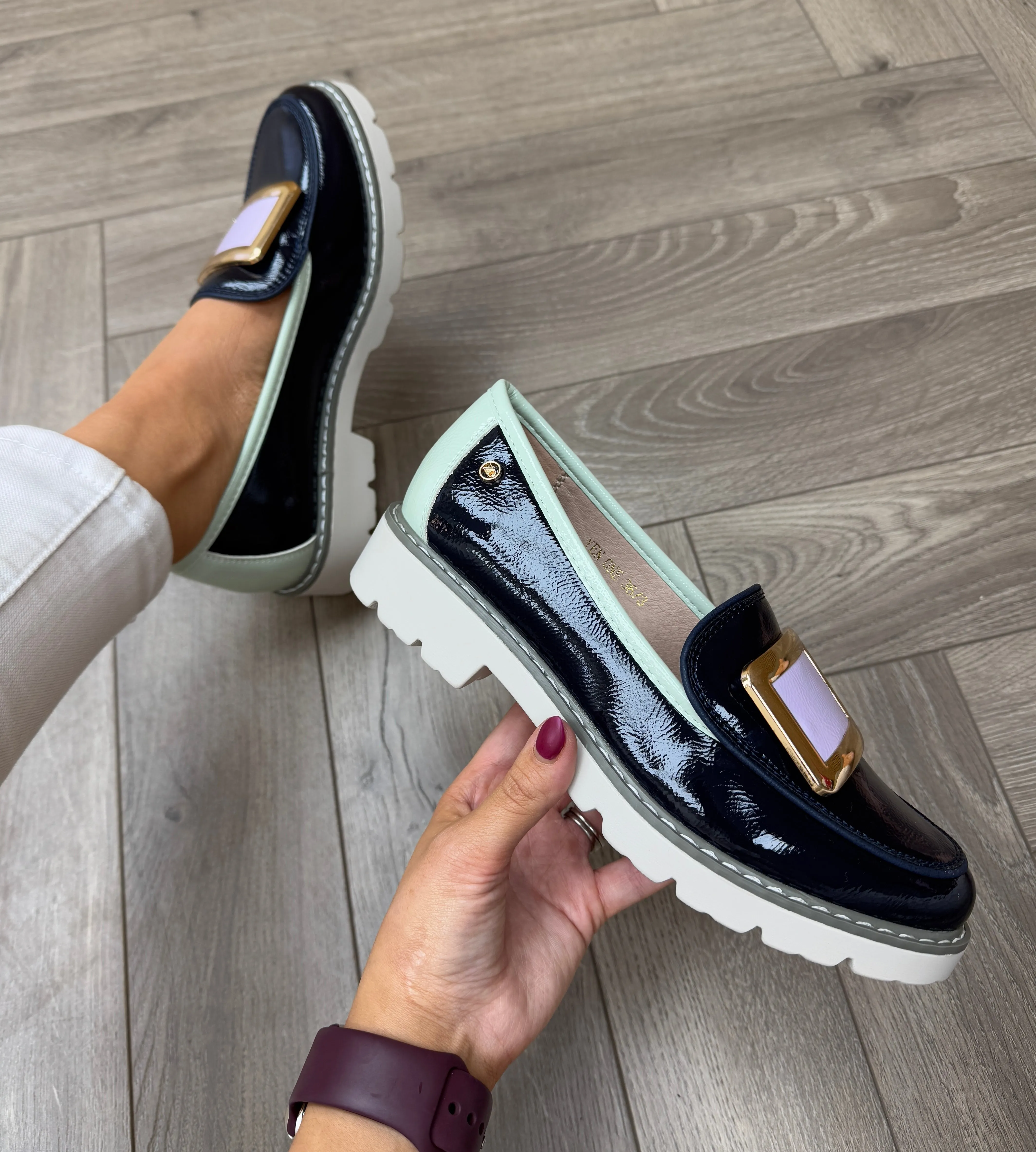 Zanni & Co (SS25) ‘Yen One’ Patent Loafer With Colour Block Buckle - Violet Cobalt (Z21)