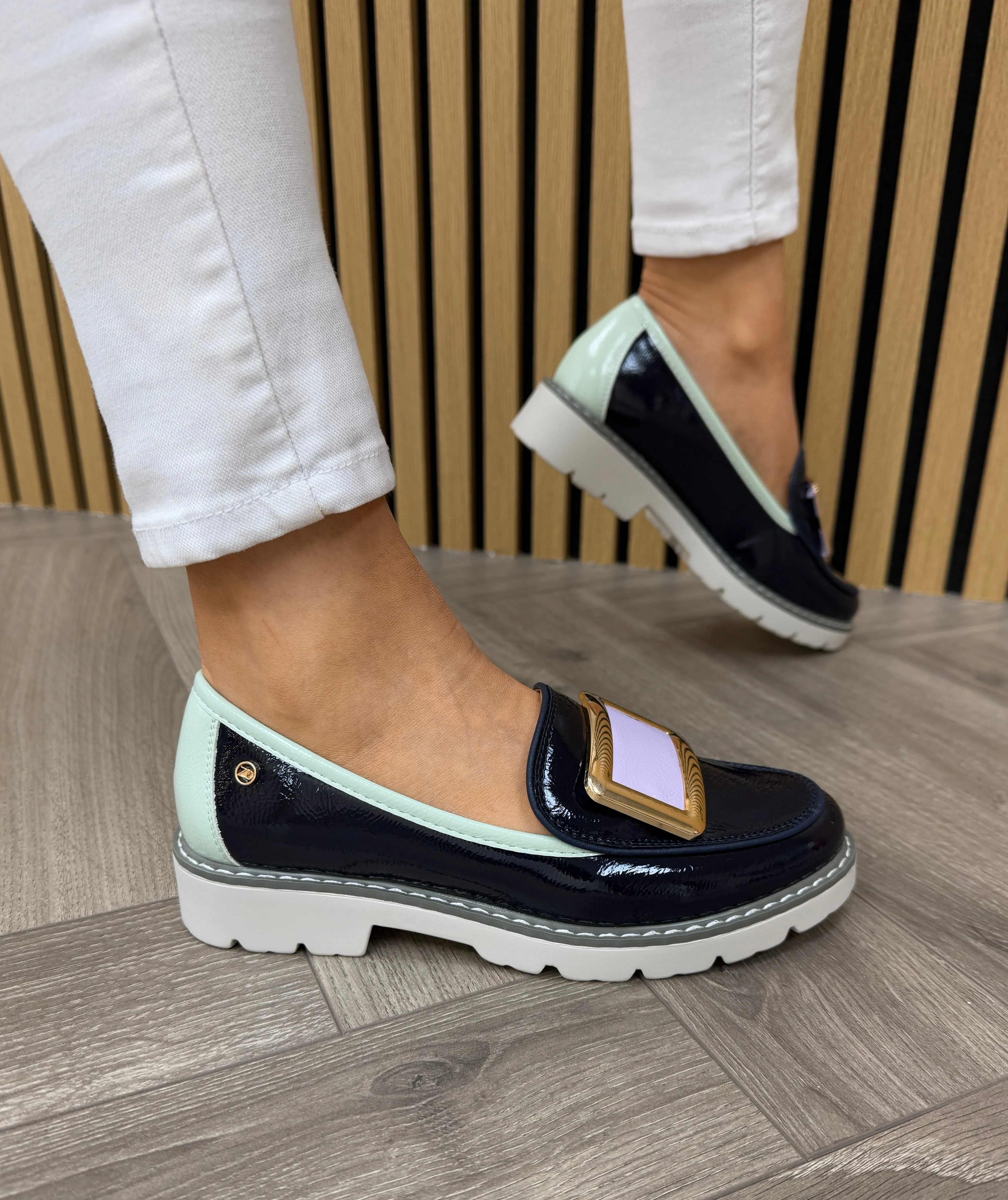 Zanni & Co (SS25) ‘Yen One’ Patent Loafer With Colour Block Buckle - Violet Cobalt (Z21)